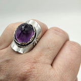Faceted Amethyst & Bees Sterling Saddle Ring - Shape Of Fire Jewelry Australia