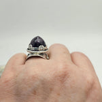 Faceted Amethyst & Bees Sterling Saddle Ring - Shape Of Fire Jewelry Australia