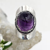 Faceted Amethyst & Bees Sterling Saddle Ring - Shape Of Fire Jewelry Australia