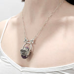 Faceted Amethyst & Glass Sterling Cage Necklace - Shape Of Fire Jewelry Australia