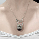 Faceted Amethyst & Glass Sterling Cage Necklace - Shape Of Fire Jewelry Australia