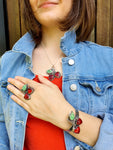 CUSTOM Choice of Retro Cherries Ring, Cuff Bangle or Necklace - Shape Of Fire Jewelry Australia