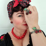 CUSTOM Choice of Retro Cherries Ring, Cuff Bangle or Necklace - Shape Of Fire Jewelry Australia