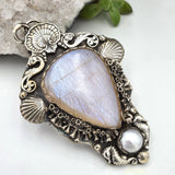 Huge Ocean Moonstone Sterling Necklace - Shape Of Fire Jewelry Australia