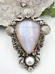 Huge Ocean Moonstone Sterling Necklace - Shape Of Fire Jewelry Australia