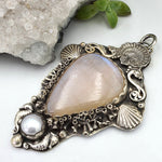 Huge Ocean Moonstone Sterling Necklace - Shape Of Fire Jewelry Australia