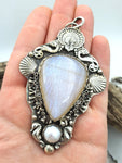 Huge Ocean Moonstone Sterling Necklace - Shape Of Fire Jewelry Australia